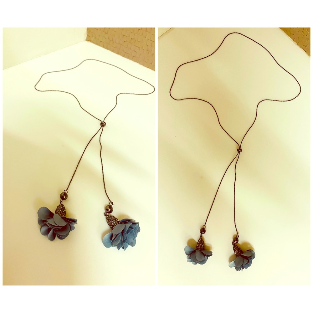 . INC Fabric-Flower 37" Lariat Necklace,